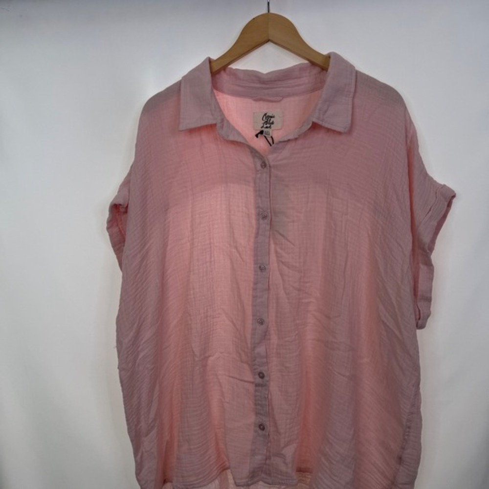 Cosmic Blue Love Seashell Pink Double Gauze Button Down Shirt XXL NWT - Picture 5 of 9